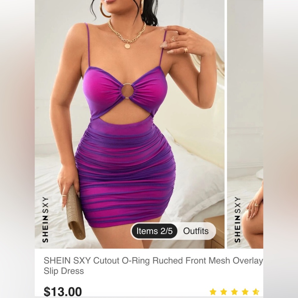 Worn only once small flattering purple pink cut out dress